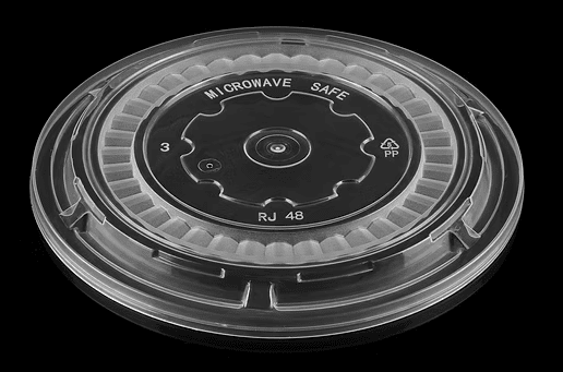 Transparent round microwave-safe plastic lid
